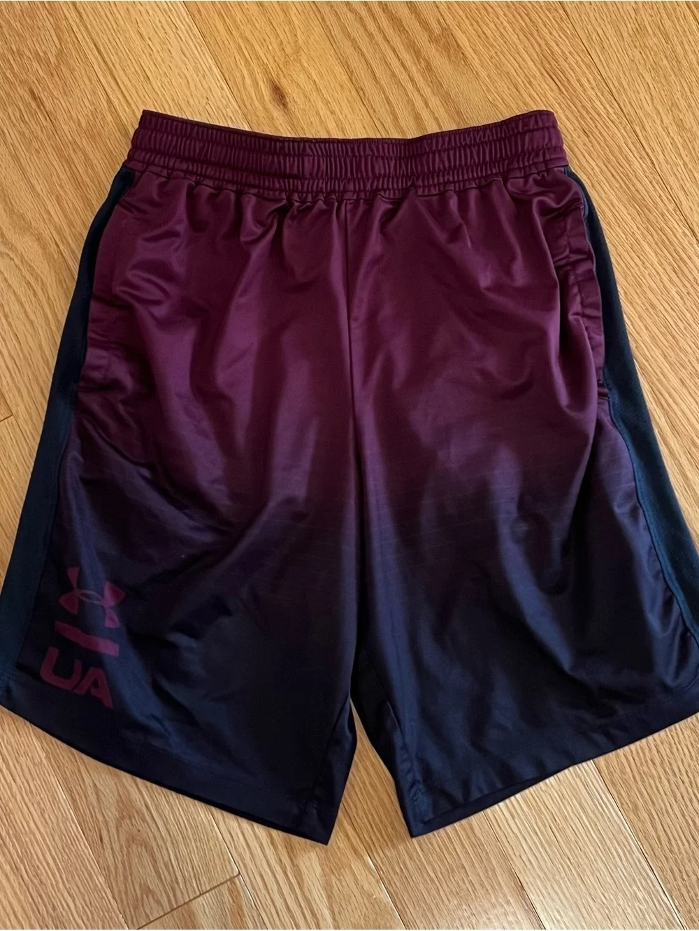 Under Armour UA MK-1 Fade Burgundy and Black Athletic Shorts